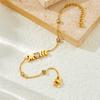 Fashion Simple Gold Diamond Heart MOM Charm Chain Ladies Daily Bracelet