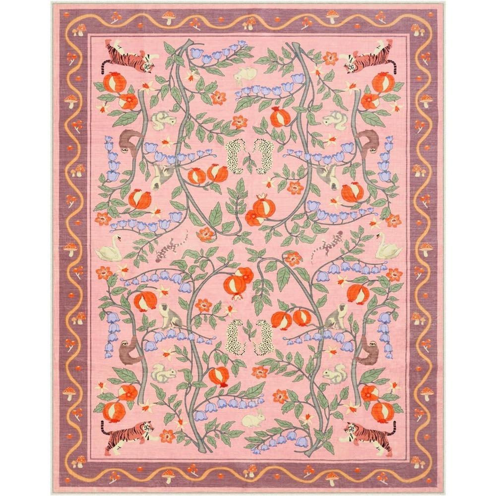 Living Room Carpet Washable Rug for Bedroom Non-slip Floral Children's Playroom Mat Soft Bohemian Floor Mats Modern Large Rugs