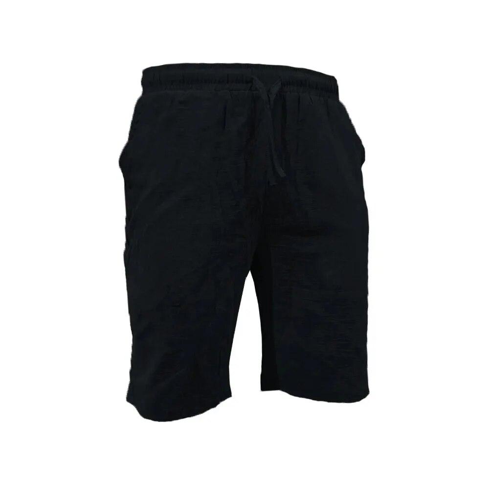 Men's Casual Linen Shorts Elastic Drawstring Waist Loose Fit Summer Beach Vacation Shorts with Pockets