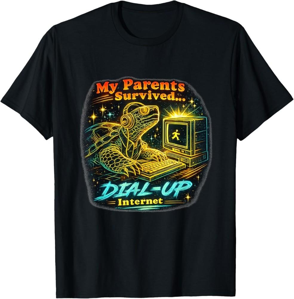 Funny My Parents Survived Dial Up Internet Retro Tech Humor T-Shirt