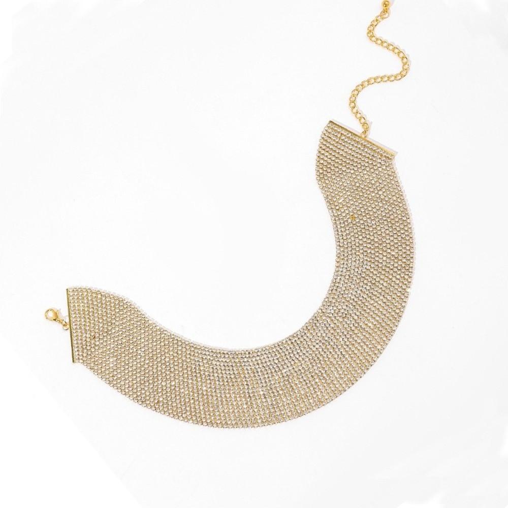 Mehrschichtige Strass-Halskette Luxuriöse Schlüsselbein-Kette Modische Kristall-Halskette für Damen