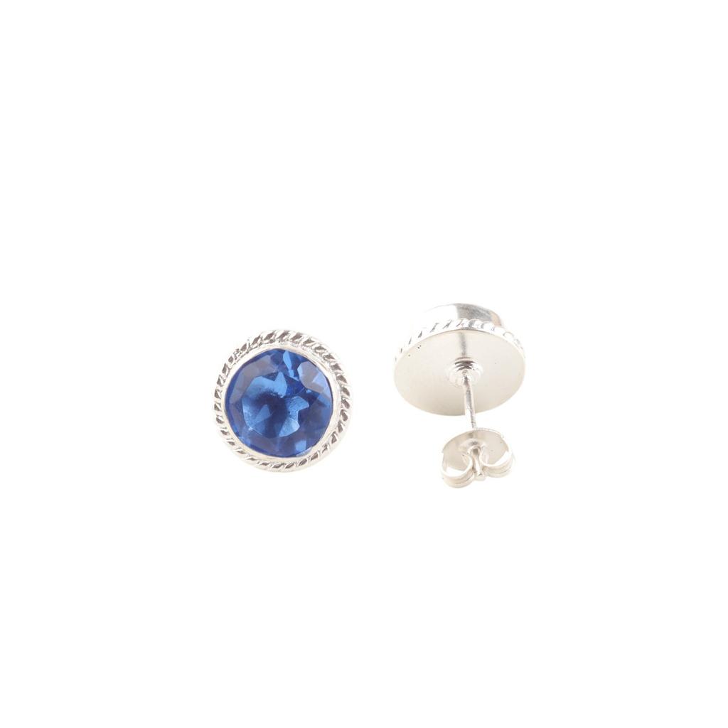 Natural Tanzanite Gemstone 925 Fine Silver Jewelry Handmade Stud Earrings 0.53" EE-147-7