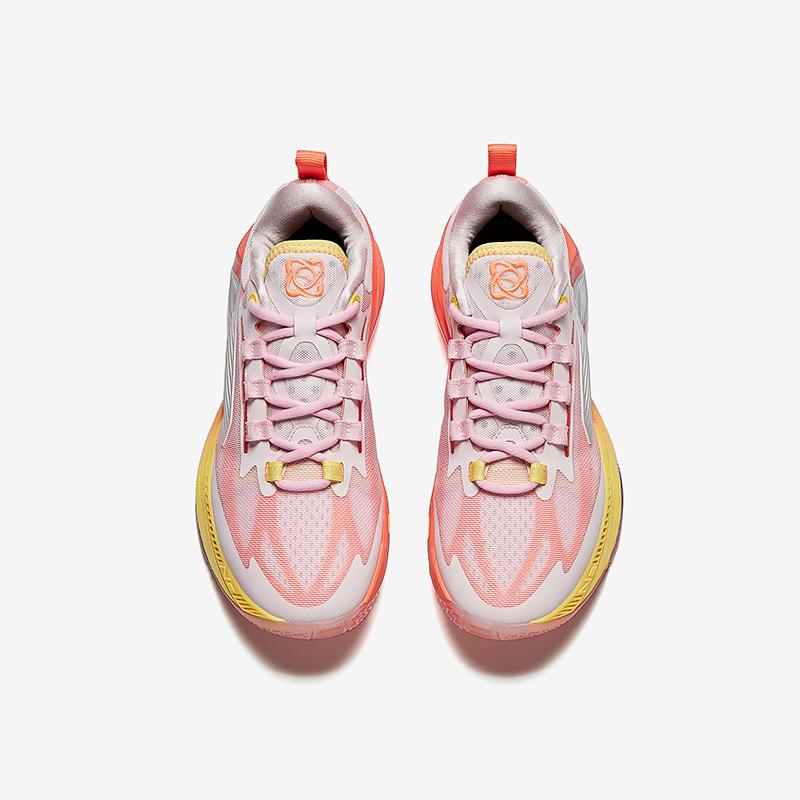 New Anta Slip Resistant And Abrasion Resistant Support Low Top Children's Basketball Shoes Pink Orange A12441103-5