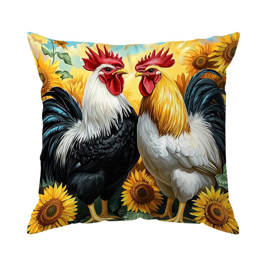 1/4pcs Farm Rooster Cushions Pillowcase Polyester Cushion Cover Throw Pillow Pillowcover Home Car Sofa Decor