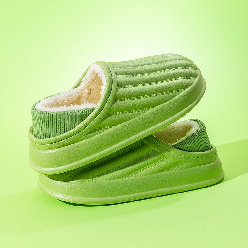 Thickened Couple Cotton Slippers Women's Winter Home Warm Bag and Cotton Shoes Light and Comfortable Plush Confinement Shoes