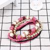 Women Silver Multi-layer Elastic Bangle Beaded Bracelet Boho