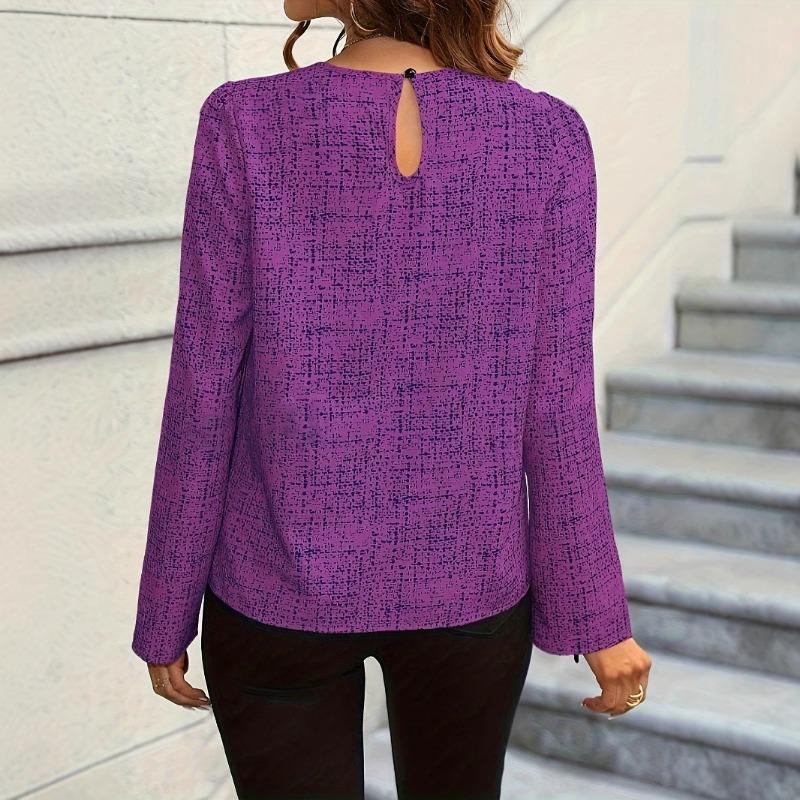 Camisa de Mujer Nueva Moda Morada Commuter Sentido Senior de Delgada Diseño de Ropa Profesional Sentido de Manga Larga