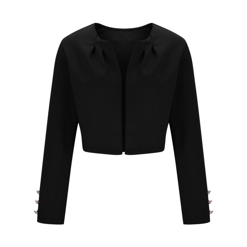 Blazer court uni à manches longues ajusté pour femme