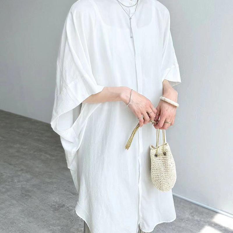New Summer Casual Women's Shirt Fashionable and Versatile Black and White Solid Color Loose and Comfortable Short-sleeved Top for Women