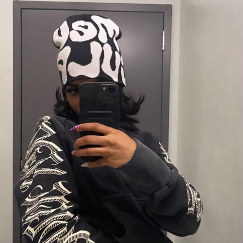 Zimní teplá čepice Letter Jacquard z vlny Y2K Fashion Pullover pro muže a ženy