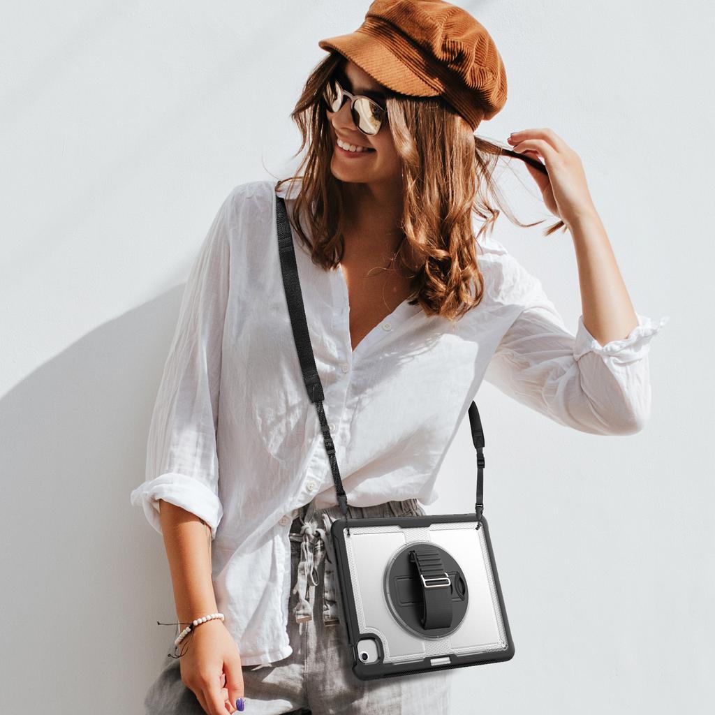 For iPad Air 13 (2025)/(2024) Kickstand Case PC+TPU Tablet Cover with Shoulder Strap