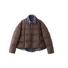 Plaid splicing down jacket women's winter fashion lapel fake two pieces high fluffy white duck down bread jacket