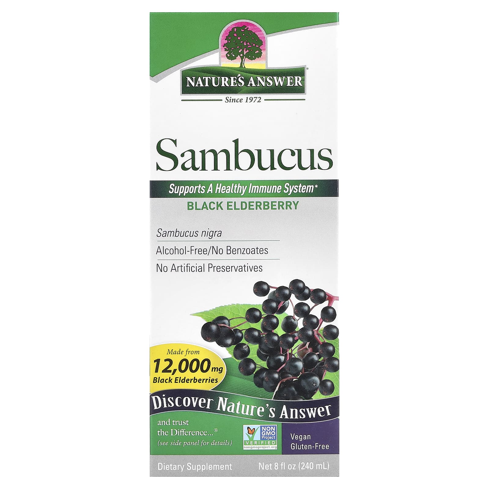 

Nature S Answer, Sambucus, Black Elderberry, Alcohol Free, 2,500Mg, 240Ml(8Fl Oz)