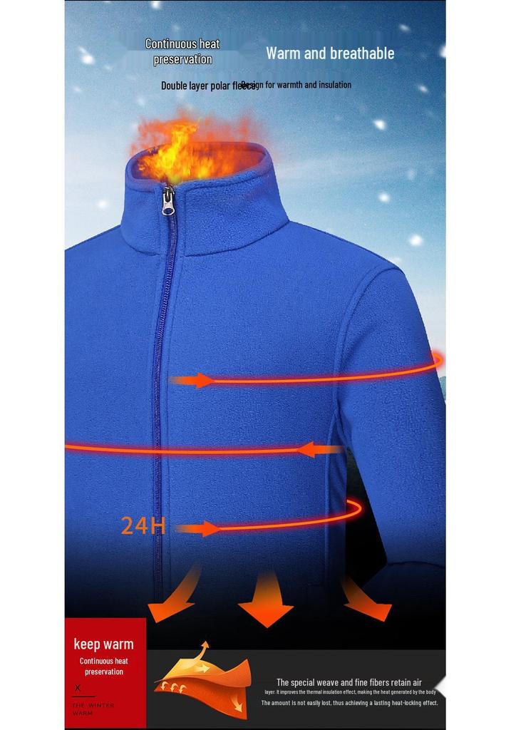 Unisex Outdoor Sports Fleece Jacket: Warm, Casual Hoodie for Men & Women