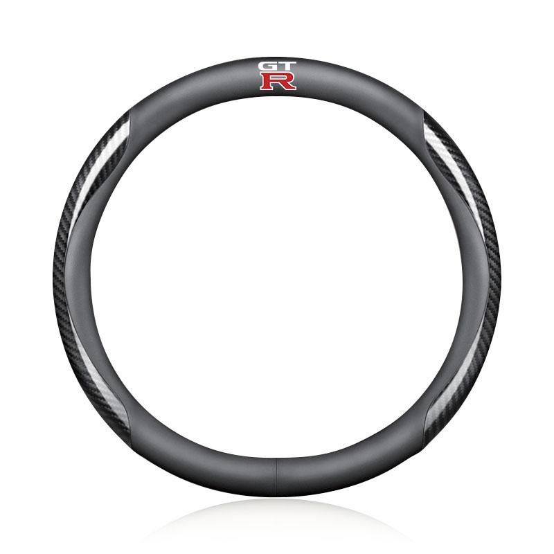 Leather Carbon Fiber Car Steering Wheel Cover Accessories For Nissan Nismo 350Z 370Z GTR Almera Tiida Juke Teana Qashqai Tiida Sylphy X Trail T30 T32