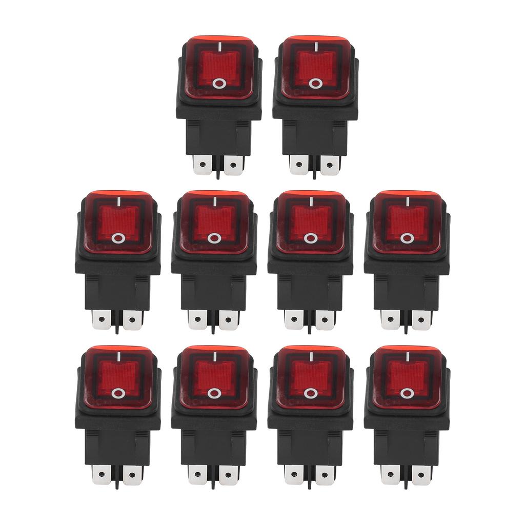 10 buc întrerupător basculant cu 2 poziții, pornit/oprit, 30A AC 125V 250V, pentru barcă, cu lumină LED, 4 pini