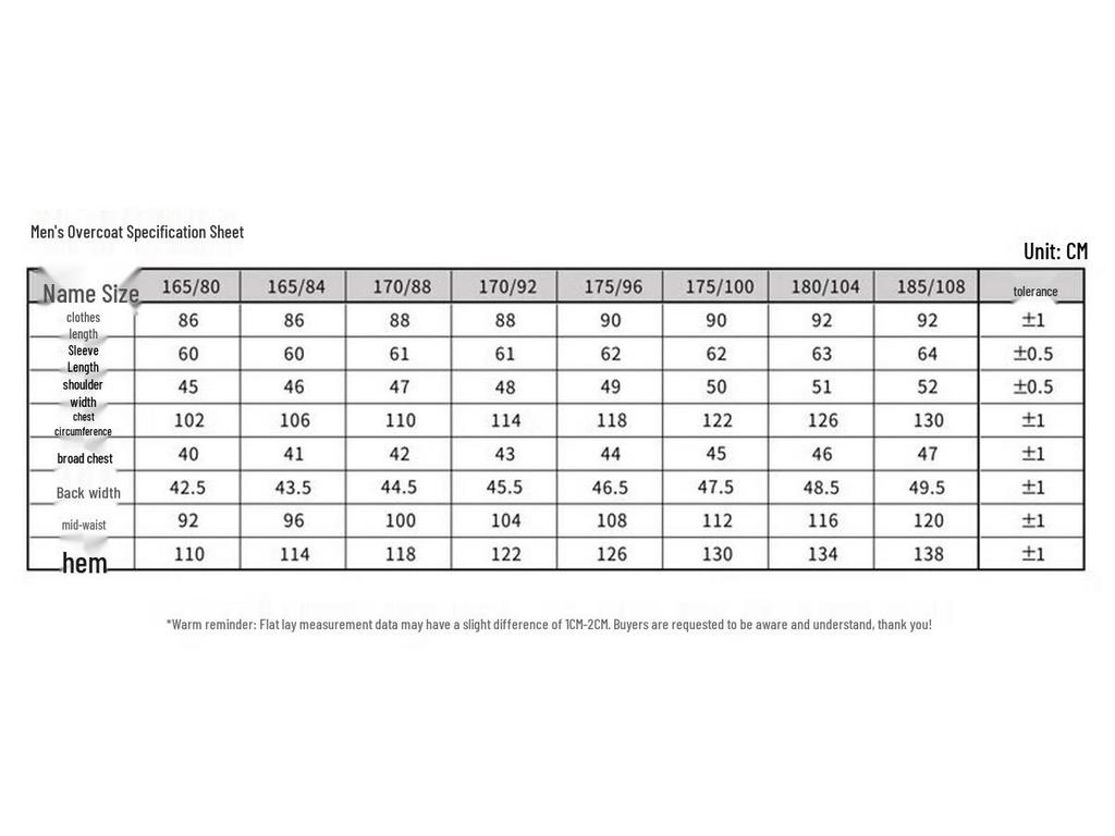 Teluoman Men's Black Wool Blend Overcoat