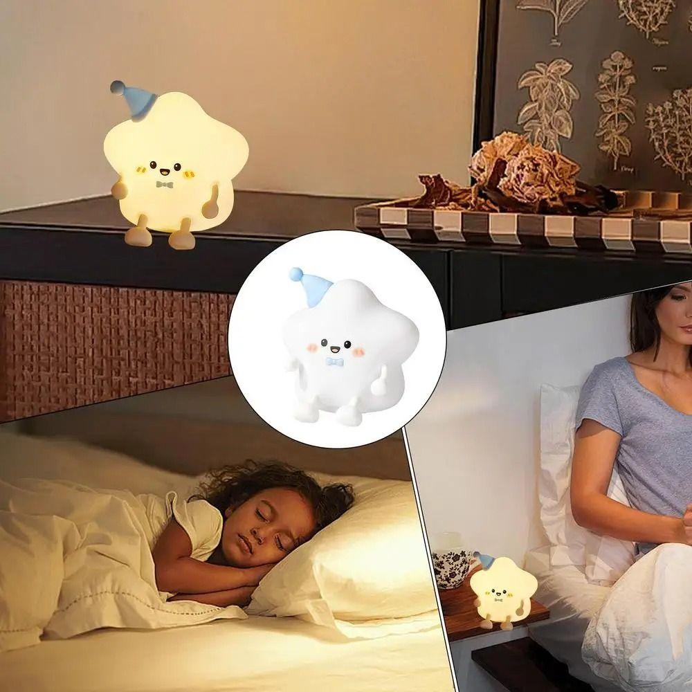 Soft Silicone LED Star Night Light Colorful Light Touch Table Lamp Bedside Light  Kids Room