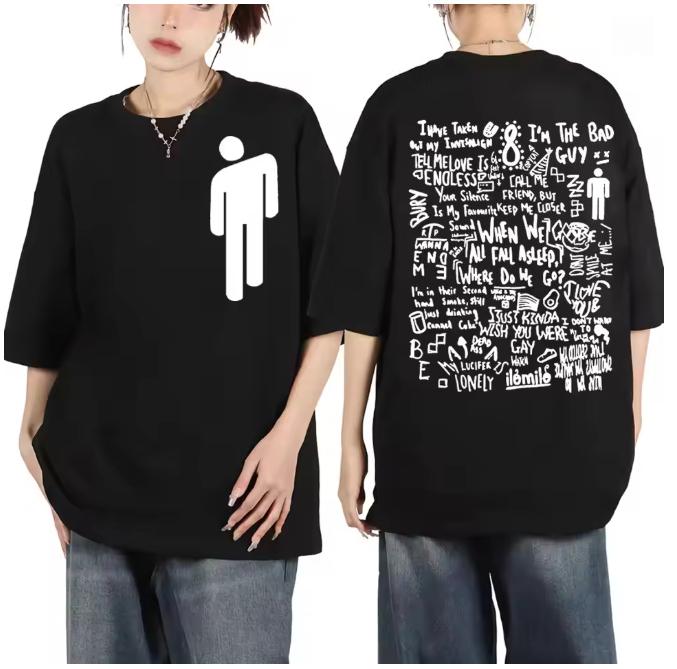 When We All Fall Asleep Where Do We Go Graphic T Shirts 2024 New Album Double Sided Print TShirt Unisex Fashion Retro TShirts