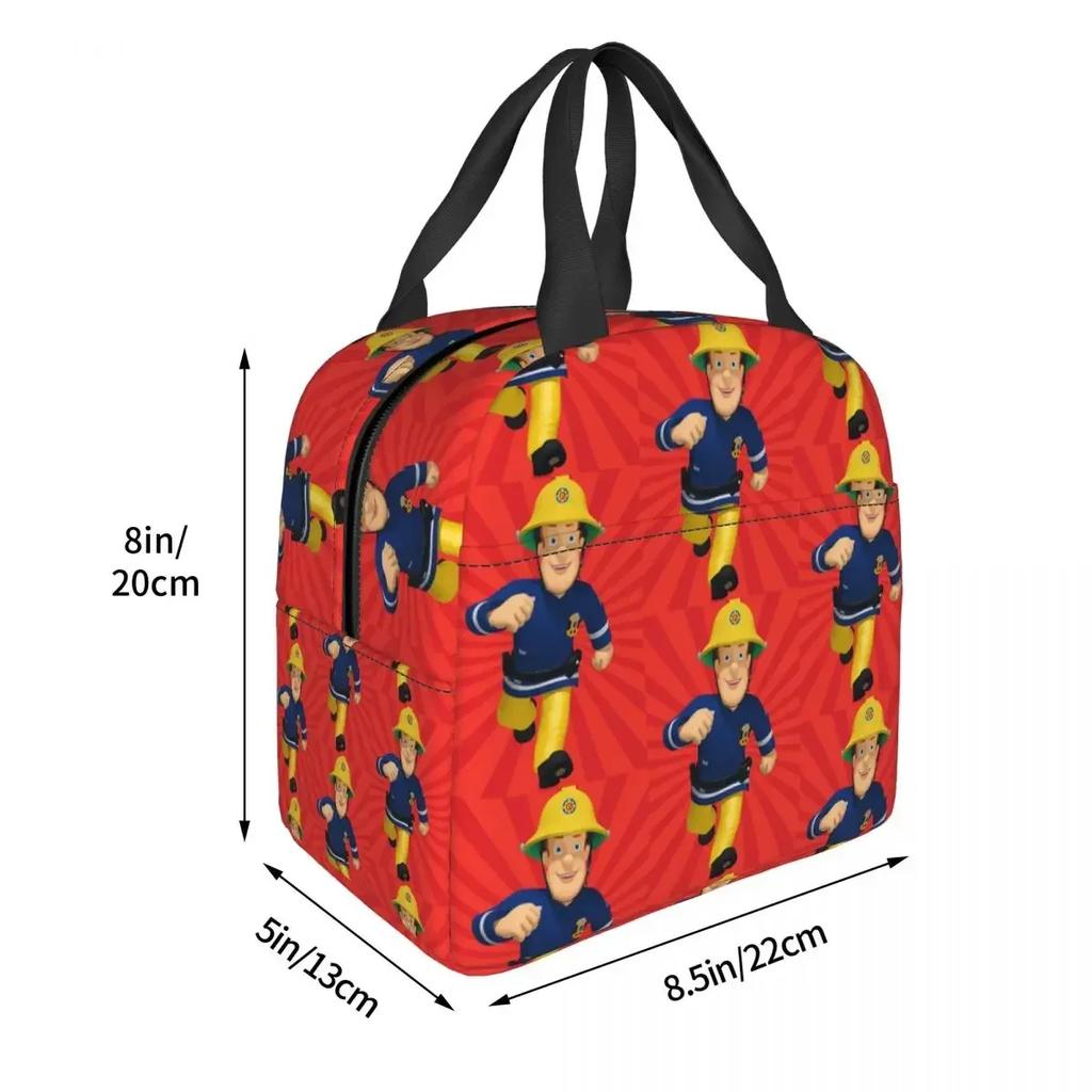 Fireman Sam Cartoon Insulated Lunch Bag for Women Children Leakproof Food Boxes Thermal Lunch Box Tote