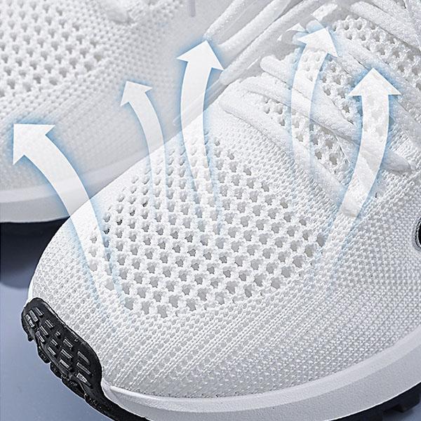 Breathable Non Slip White Women's Sports Shoes with Front Lace Up Lightweight Women's Casual Running Shoes