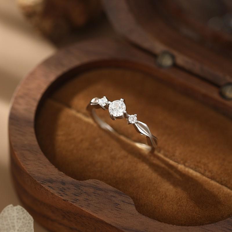 Adjustable Ring With White Gold Plated Zircon Stone Minimalist Geometric Design Women 2025