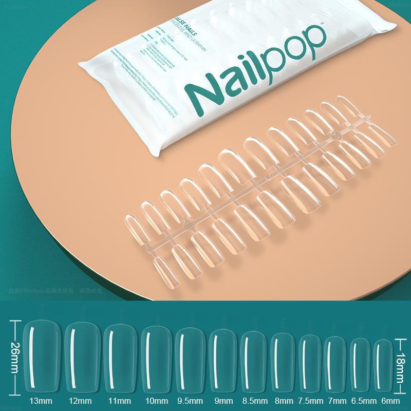 Nailpop Transparent Fake Nail Acrylic Tips Press On Nails Coffin Traceless and Ultrathin False Nails Accessories Tools 120pcs