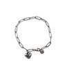 Embossed Flat Link O-Ring Heart Charm Bracelet, Fashionable & Versatile Hand Jewelry, 304 Stainless Steel