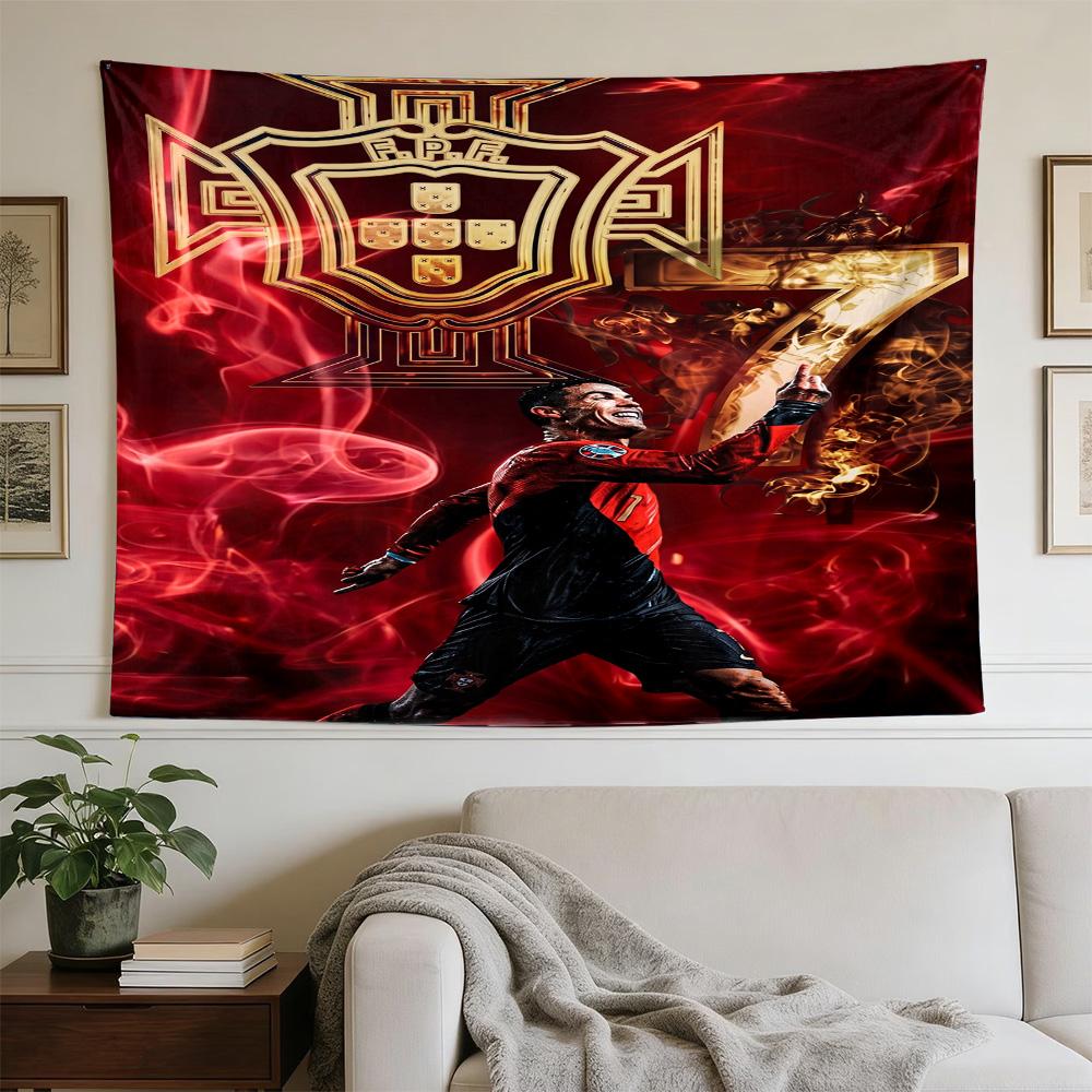 Ronaldo's Portugal Jersey Large Wall Tapestry,Ideal for Office Backdrops, Holiday Gifts, Home Decor (Living Room, Bedroom, Dorm, Parties), and Outdoor
