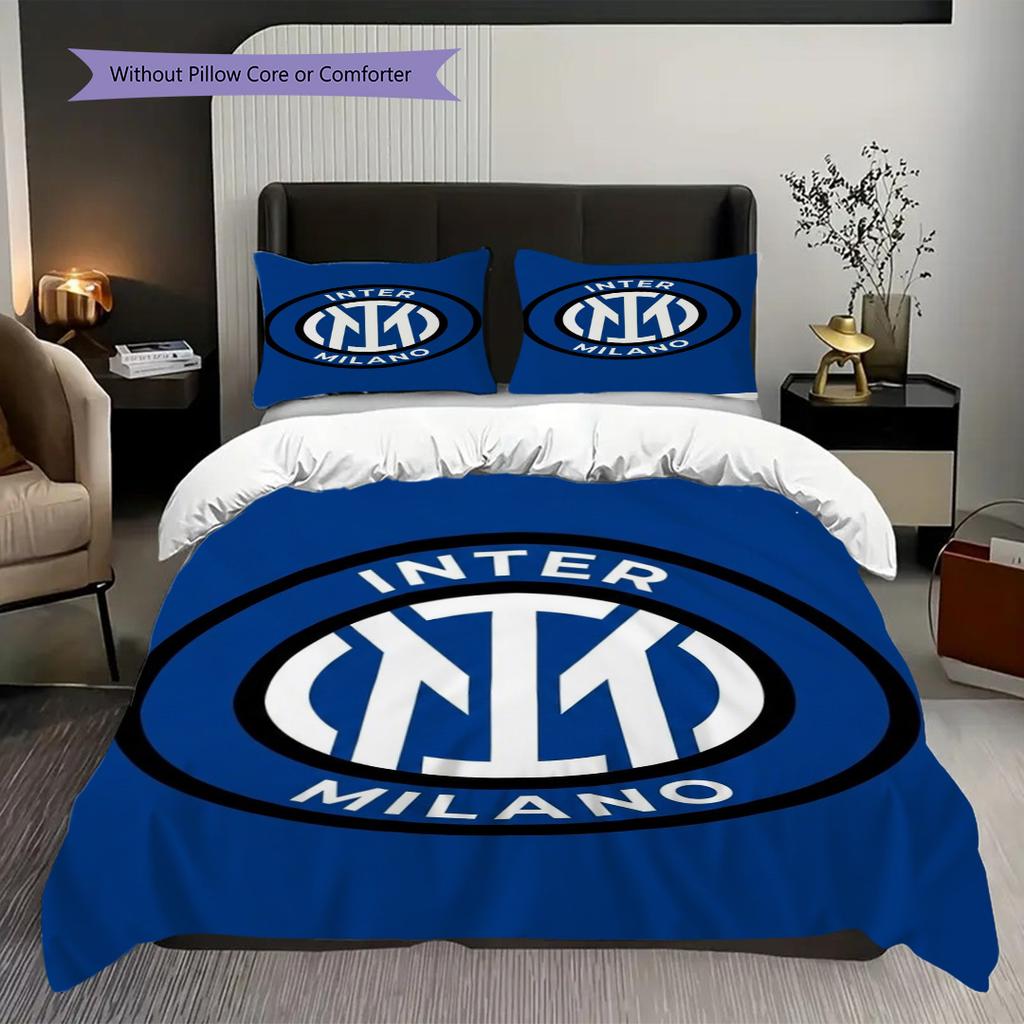 Biancheria da letto con design dello stemma dell'Inter (1 * copripiumino + 2 * federa, senza nucleo) Regalo di compleanno di Natale Set biancheria da letto Morbido e confortevole