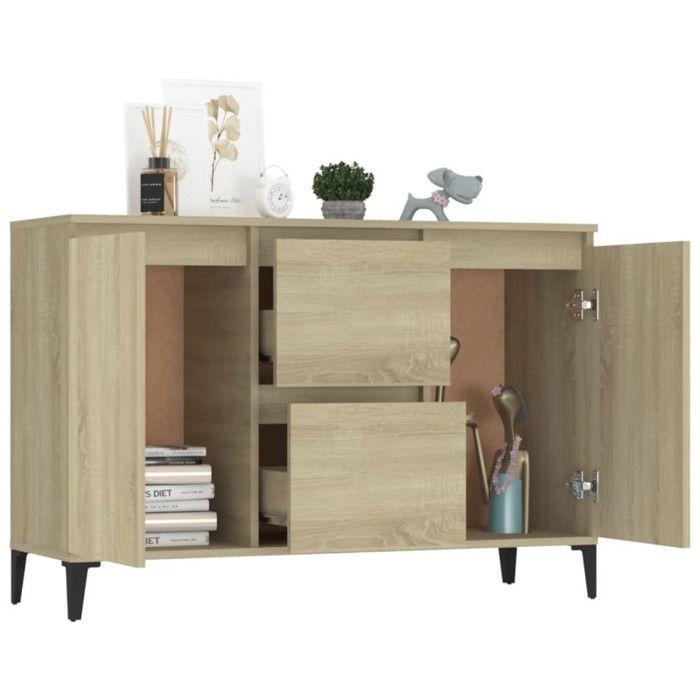 VidaXL Buffet, Armoire avec 2 Tiroirs et 2 Portes, Meuble de Rangement, Organisateur de Salle de Séjour, Industriel, Chêne 806115