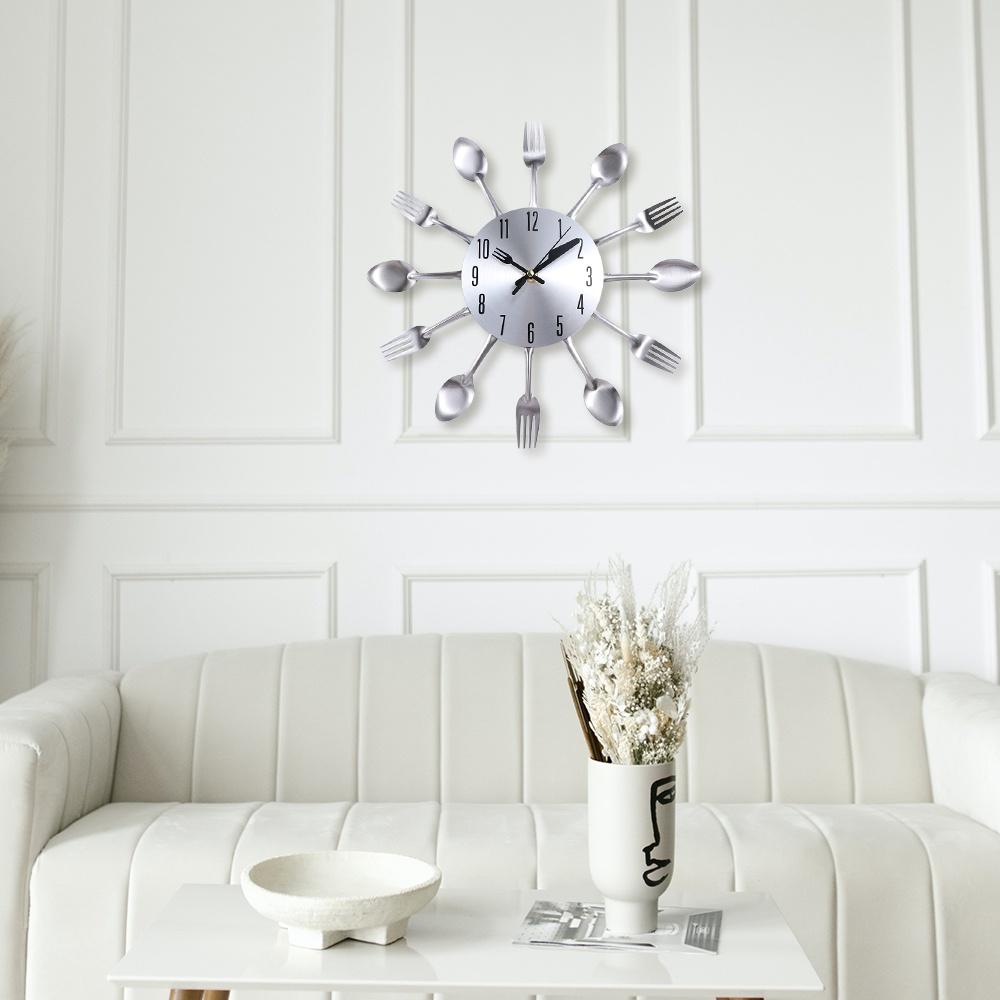 Removable Spoon Fork Wall Clock 3D Decorative Horloge Cutlery Wall Clock  Restaurant
