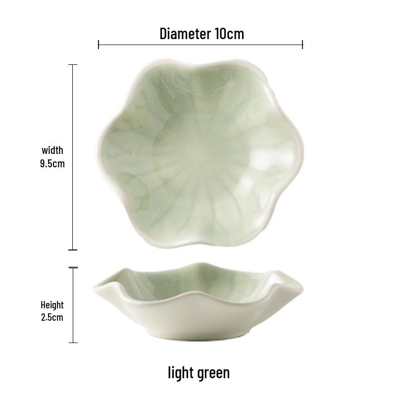 

Lotus Leaf Shaped Ceramic Dipping Plate for Hot Pot, Barbecue, and Sauces