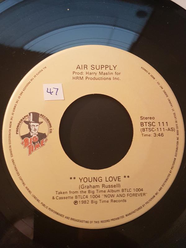 

7inch Record AIR SUPPLY Young Love BTSC111 Big Time Phonog 1982 Canada Pop Used