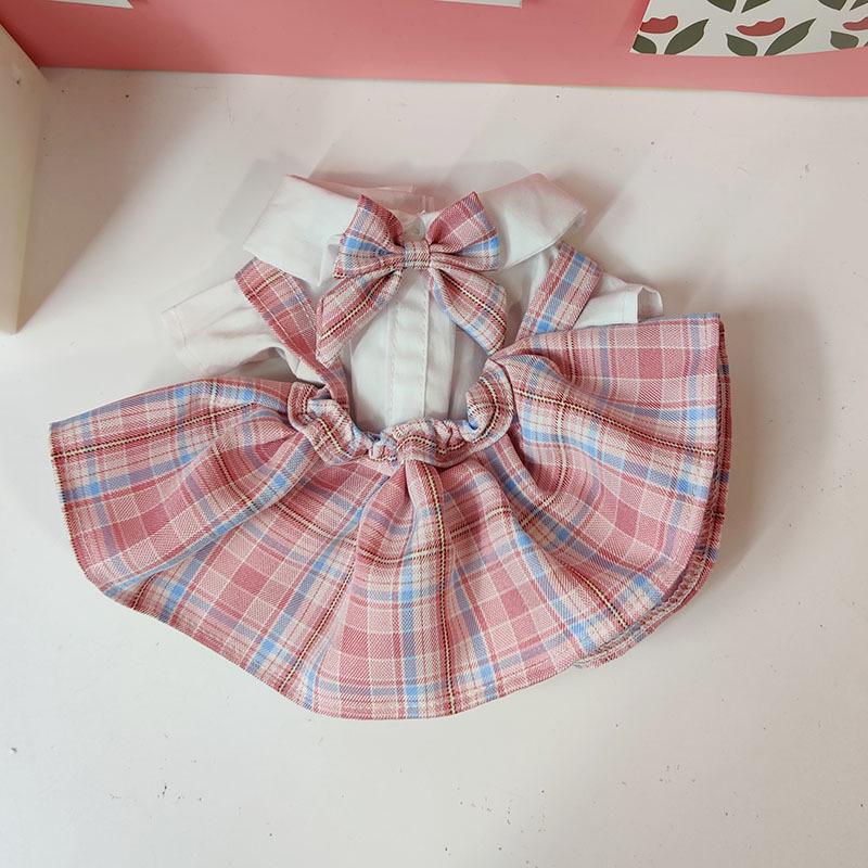 Medium Bear Outfit - Blue Pink Striped Carrot Overalls Set