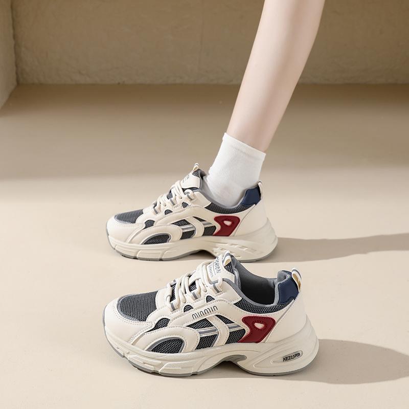 

CRLAYDK Женские массивные кроссовки Повседневные кожаные теннисные Удобные сетчатые туфли для ходьбы Женская спортивная обувь 40