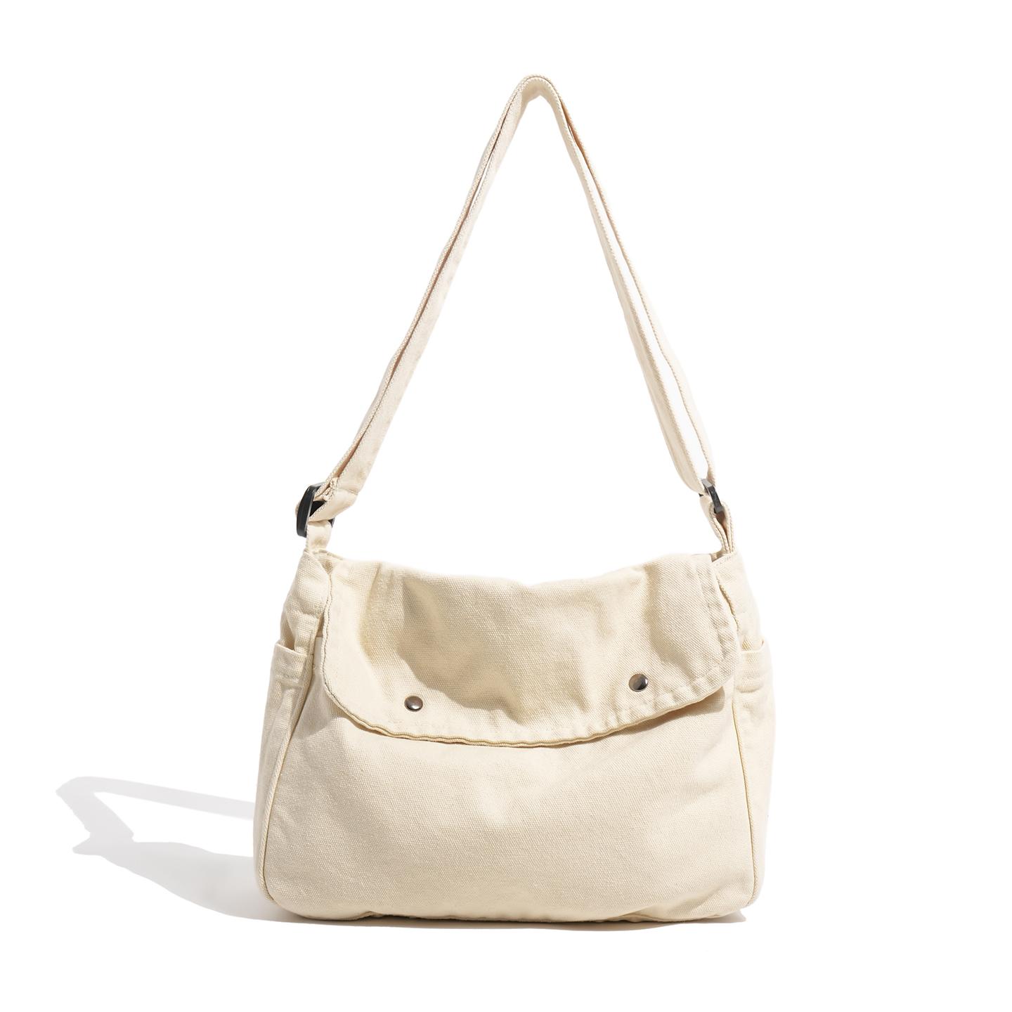 Rd lala Vintage Gewassen Canvas Crossbody Tas Grote Capaciteit Casual Schoudertas Verstelbare Band Dames Dagelijkse Messenger Tas Werker white
