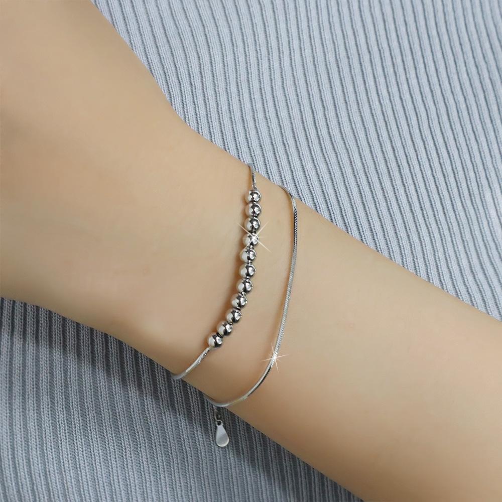 925 Silver Three-Layer Chain Circle Bracelet For Women Simple Exquisite Gift Wedding Accessories