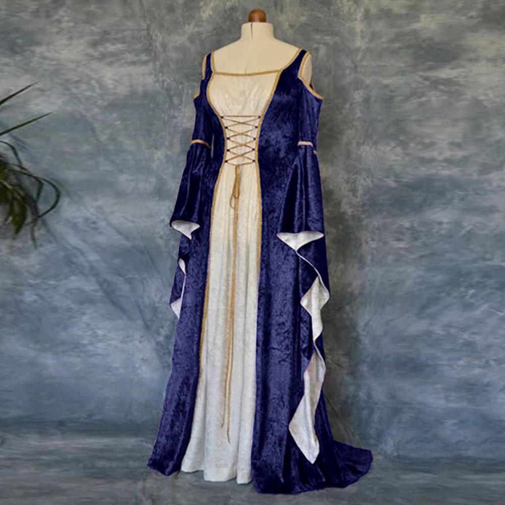 Women Fall Winter  Gothic Retro Floral Print Ball Gowns Gowns Dress