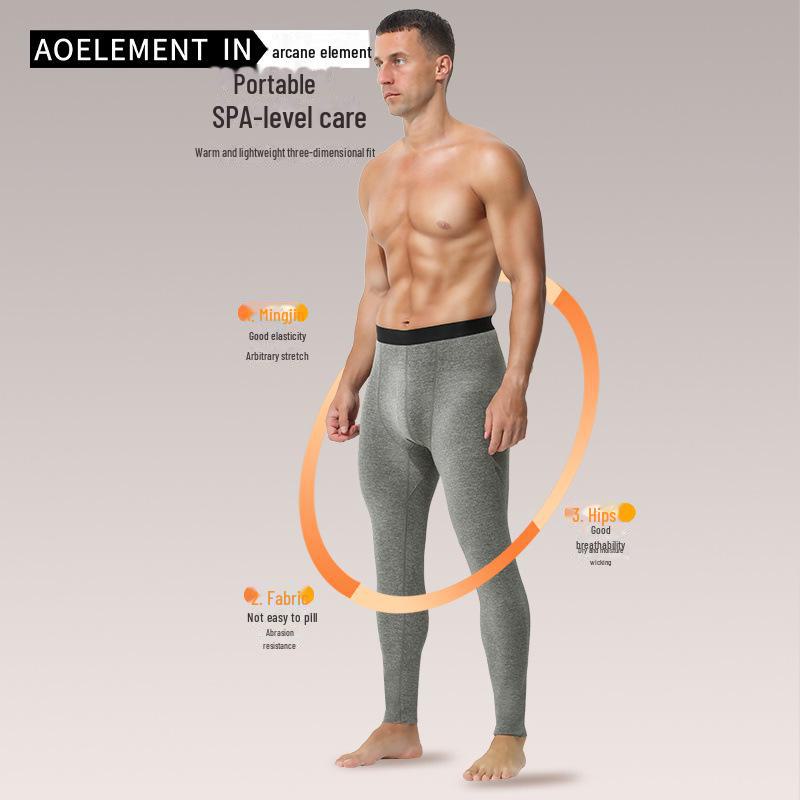 Men's Plush Thick Warm Wool Mulberry Silk Seamless Autumn/Winter Bottoming Pants