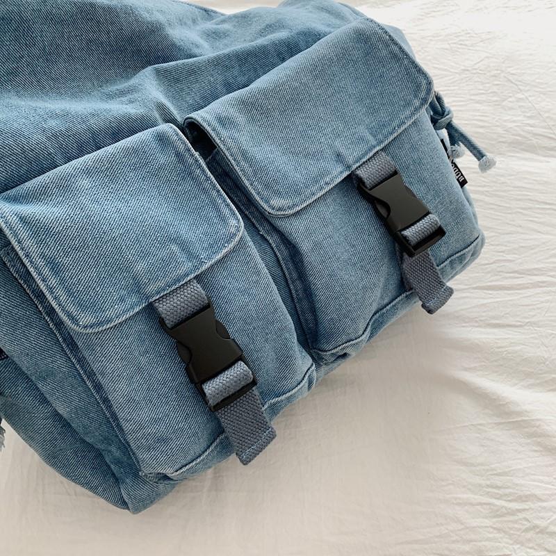 Damen Vintage Pendlertasche Große Kapazität Denim Umhängetasche
