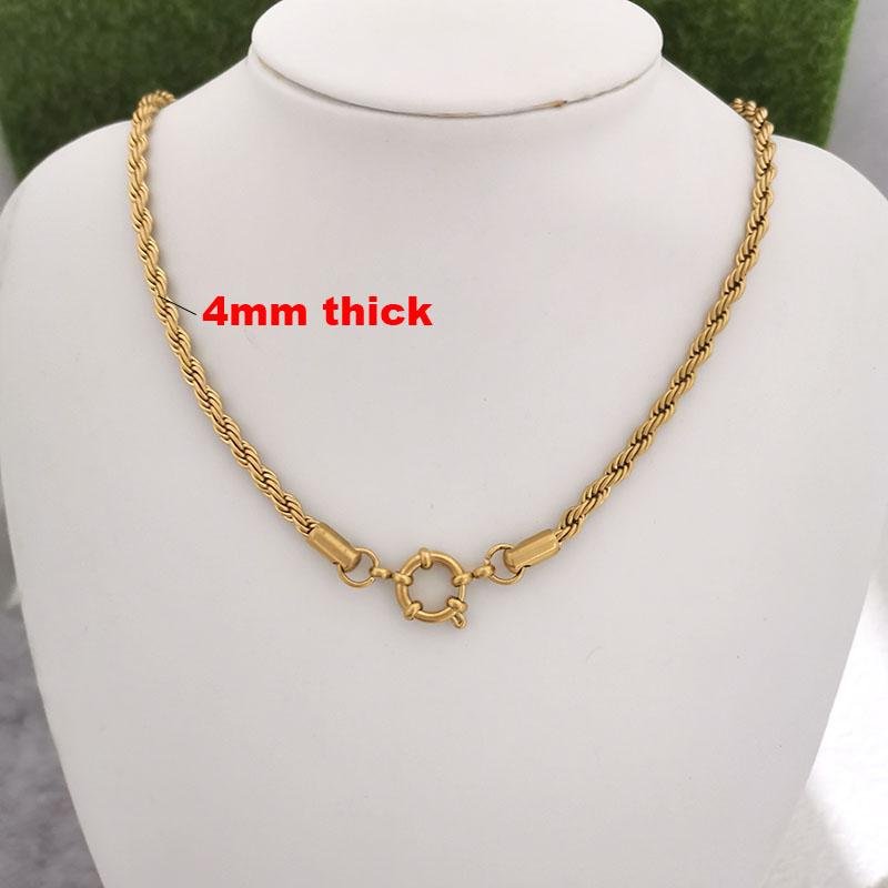 QMHJE 2/3/4mm Stainless Steel Rope Chain Necklace Vacuum Plating Sailor Clasp Steering Wheel Women Men Choker Jewelry Accessory