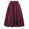Women Skirt High Elastic Waist Big Hem A-line Colorblock Plaid Print Loose Ankle Length Soft Pockets Retro Ruffle Elegant Party Commute Lady