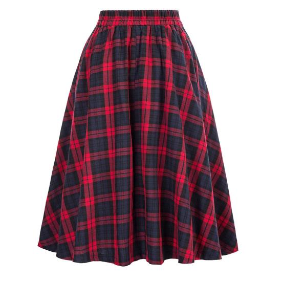 Dámská sukně Vysoký elastický pas Velký lem A-line Colorblock Kostkovaný potisk Volný Délka kotníku Měkké kapsy Retro volán Elegantní Party Dáma na dojíždění
