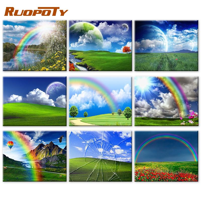 

RUOPOTY цифровой природный пейзаж ручная роспись художественный подарок Diy набор цифровой живописи украшение комнаты 40x50cm NO Frame