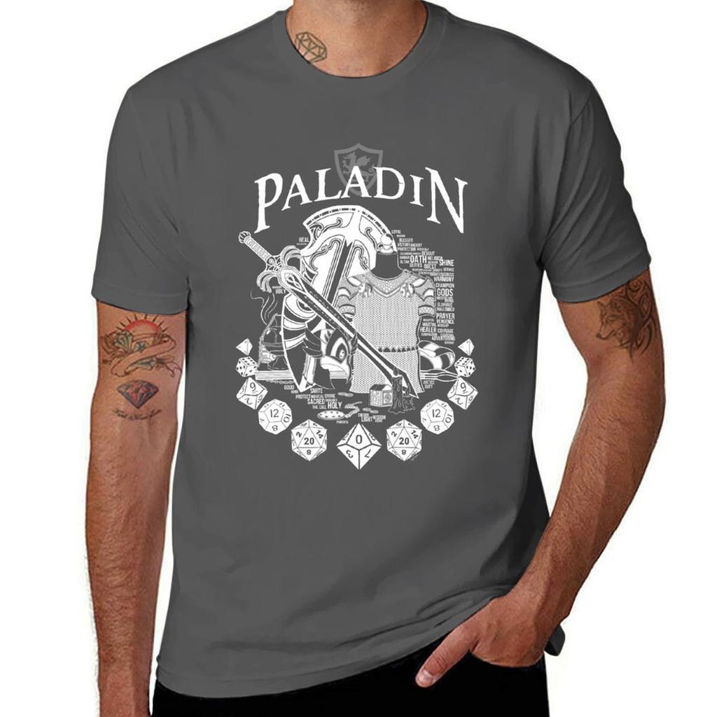 Rpg Class Series Paladin White Text Tshirt Casual Loose Daily Wear Tshirt