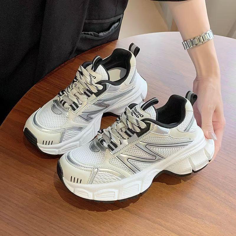 Thick-soled silver dad shoes women's spring and summer new breathable orgasm casual sports shoes
