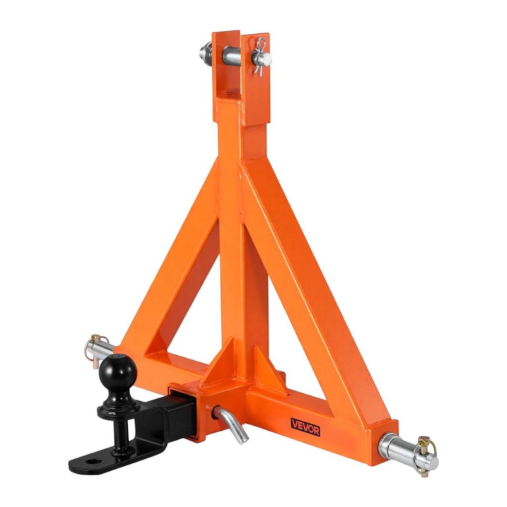 3 Point Trailer Hitch with 50.8mm Receiver, 3 Pt Quick Hitch Attachment with Trailer Ball, Tractor Tow Drawbar Adapter for Category 1, Kubota,