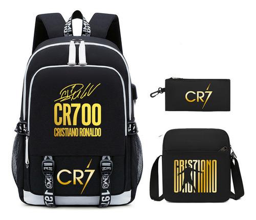 Football Star Collection Young And Middle School Students Schoolbag Usb Men S And Women S Casual Backpack Ship according to picture