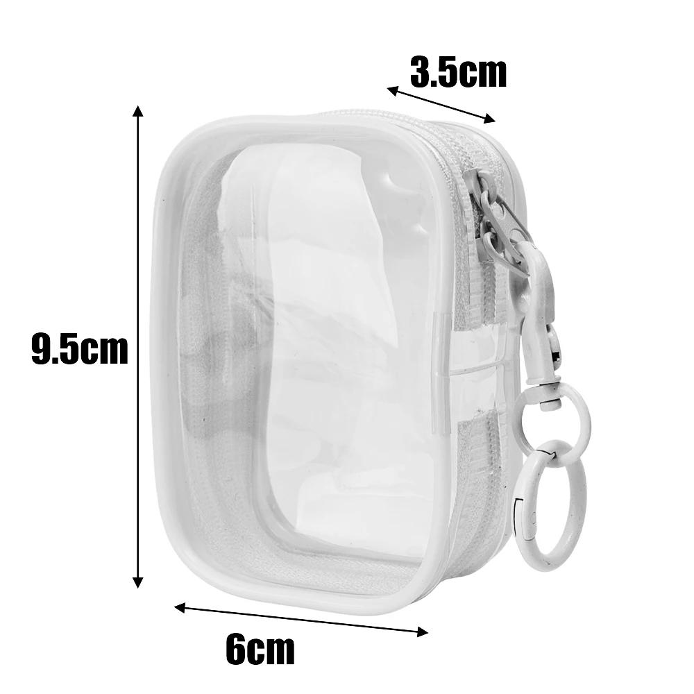 Portable Data Cable Storage Bag Mini Transparent Zipper Bag with Keychain for Earphone Coin Purse Lipstick Bags Pouch Organizer